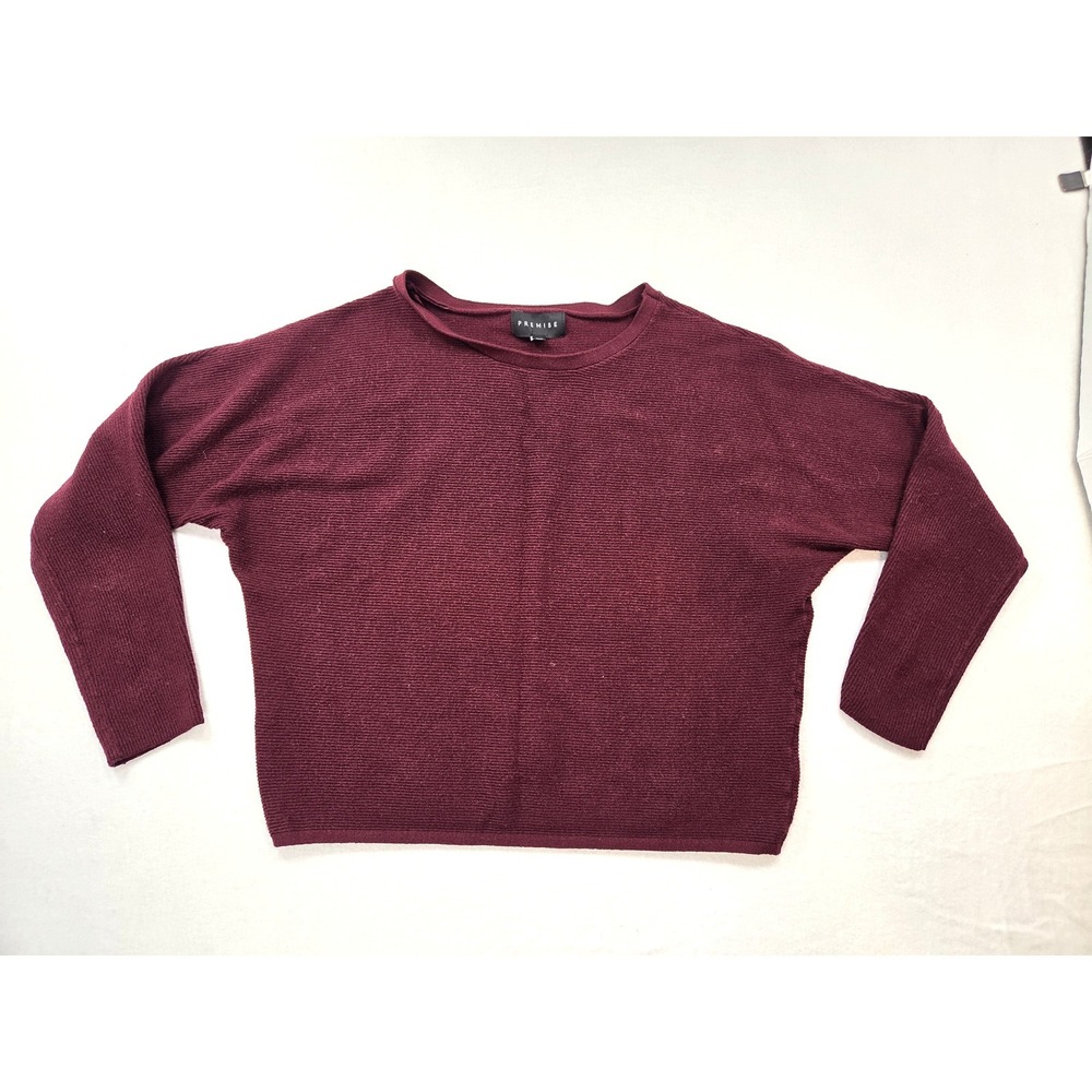 Premise Long Sleeve Crew Neck Cranberry Crimson Red Knit Casual Sweater Wm Sz M